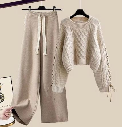 ModeGeist | Strickpullover Weite Lockere Beine Zweiteiliges Satz