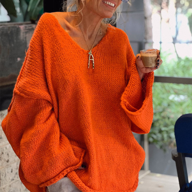 ModeGeist | Locker Gestrickter Damenpullover mit V-Ausschnitt