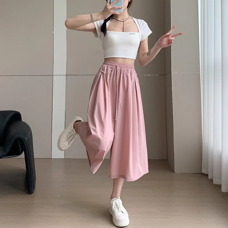 Komfortable und modische koreanische weite Hose Aria