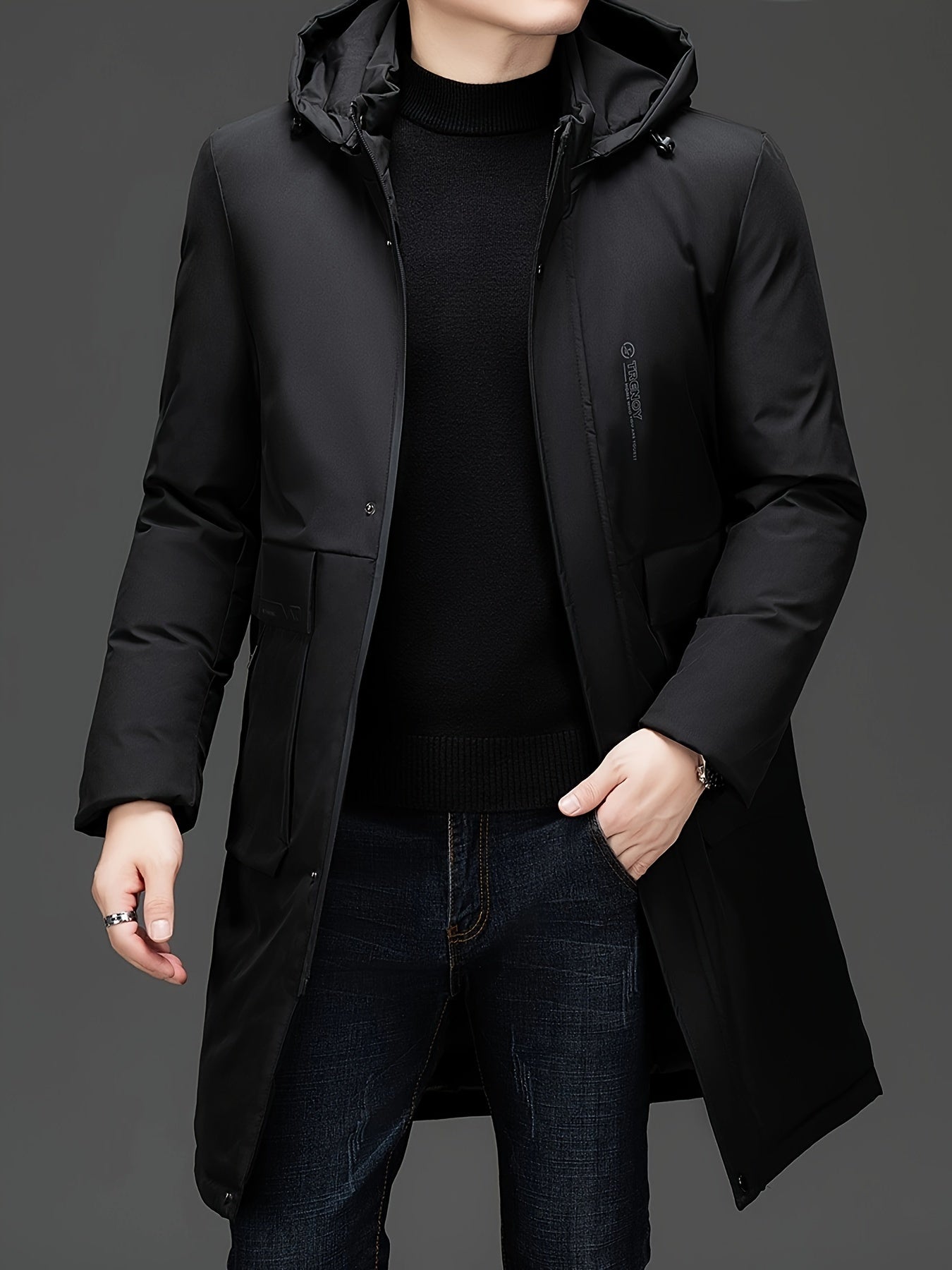 ModeGeist | Lange Winterjacke mit Kapuze Polyester Warm und Windabweisend