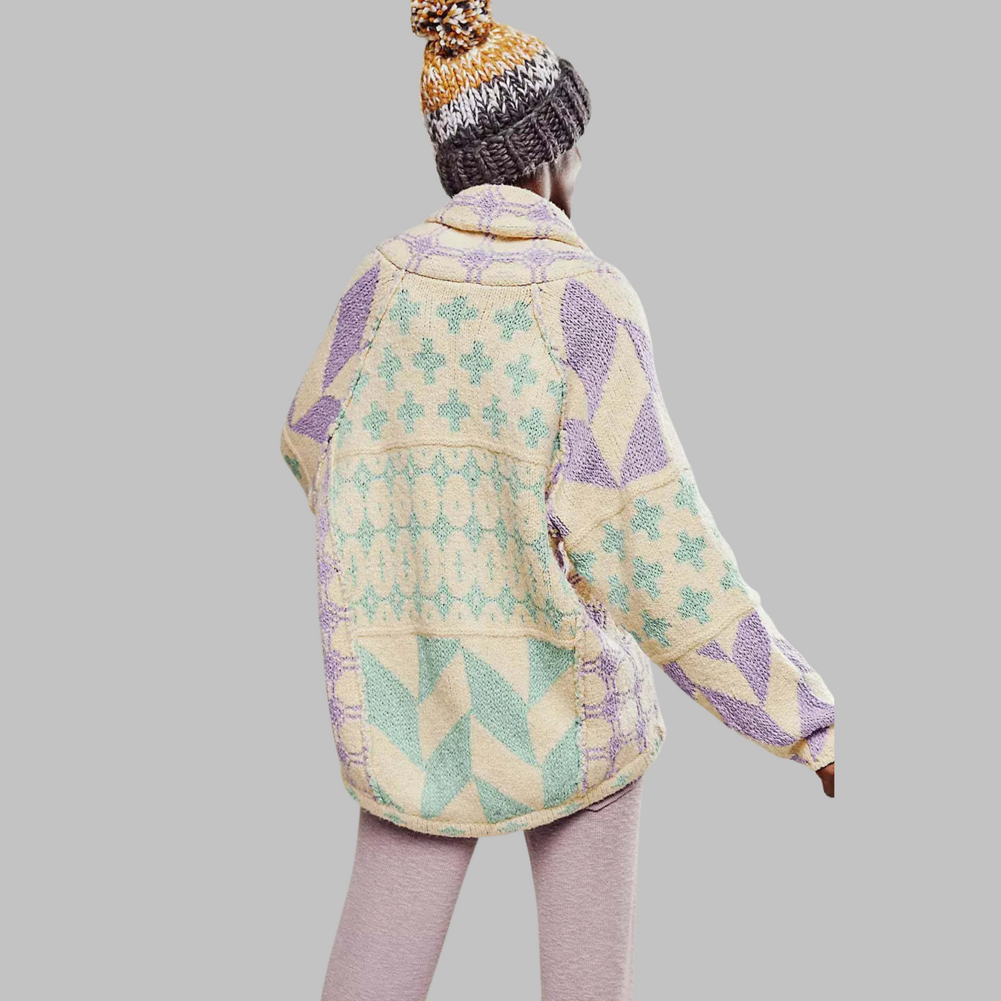 ModeGeist | Weiche Jacke mit Modernen Geometrischen Mustern
