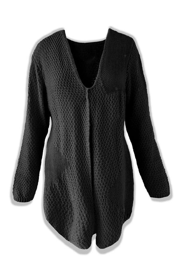 ModeGeist | Strick-Mid-Length-Strickjacke mit langen Ärmeln