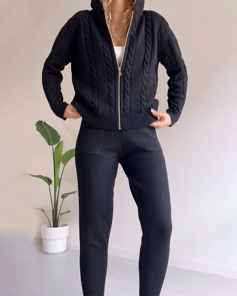ModeGeist | Jacquard-Strickjacken-Set mit Twist-Design