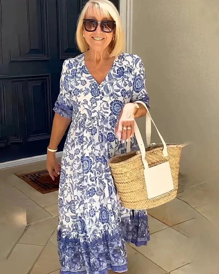 Midi-Kleid ZEYNEP mit lockerem Blumenmuster