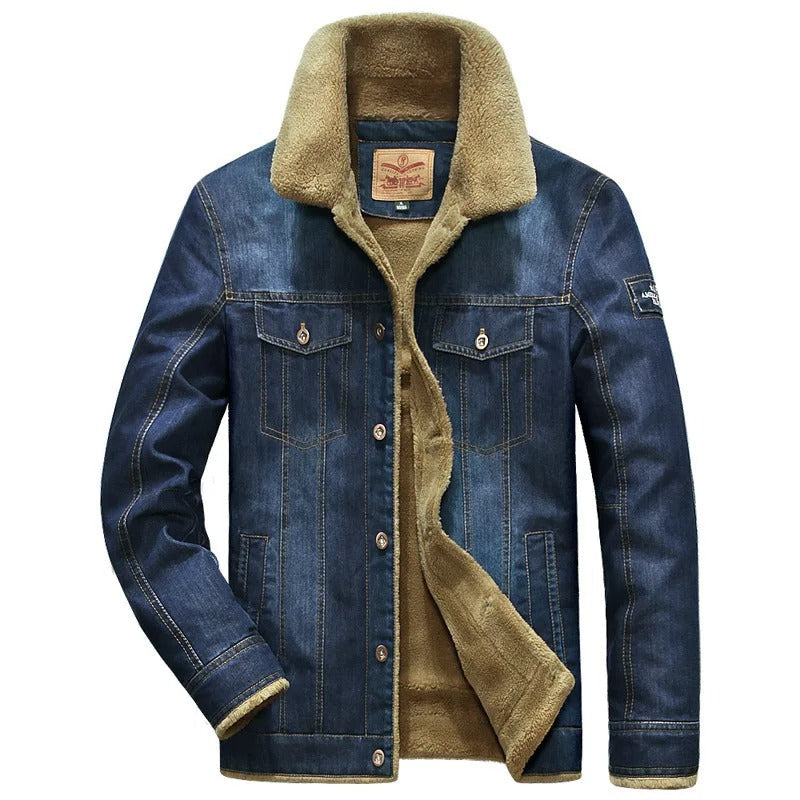 Kolivia Fleece-gefütterte Denim-Windbreakerjacke