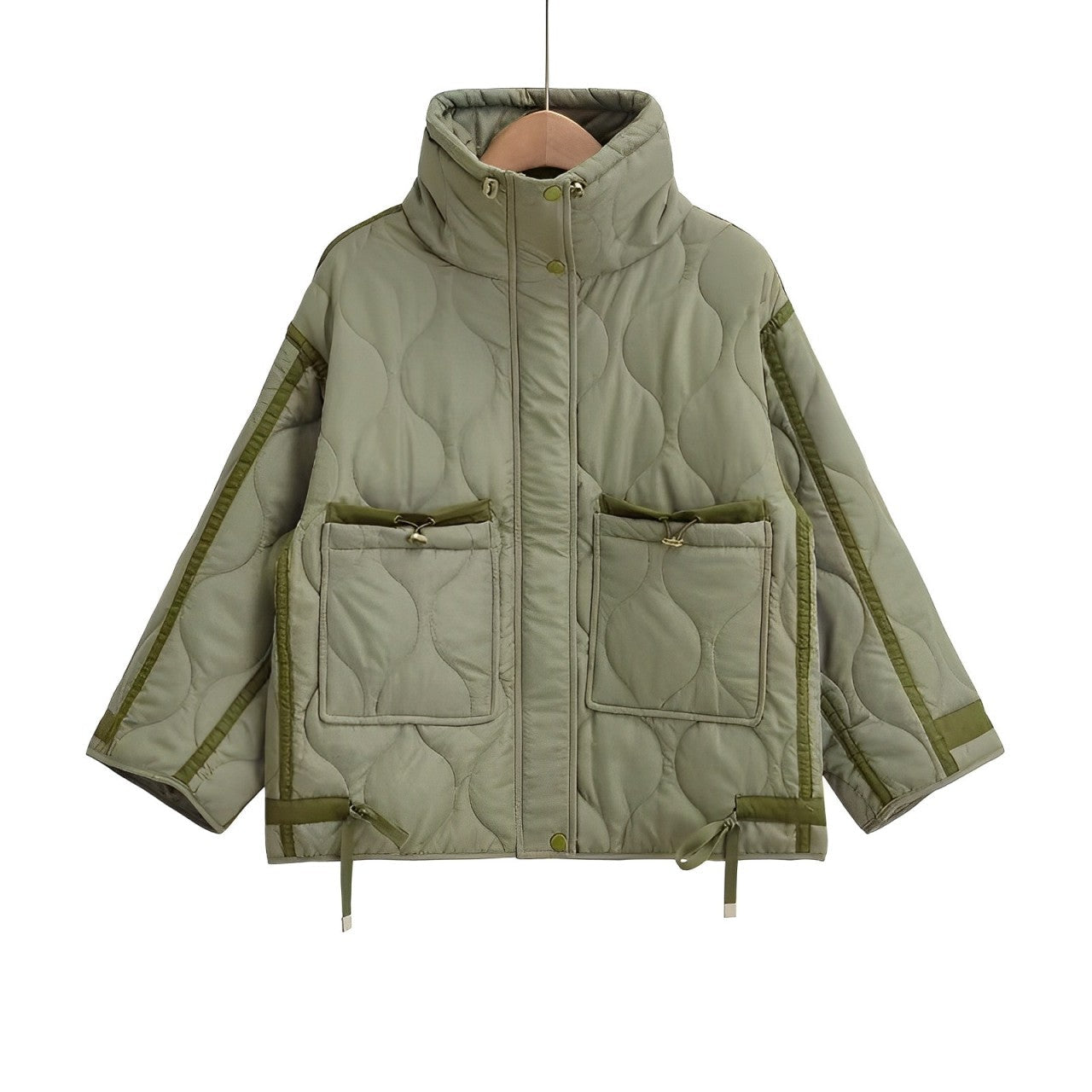 ModeGeist | Baumwolljacke in Hüftlänge mit Stehkragen und Kordelzug
