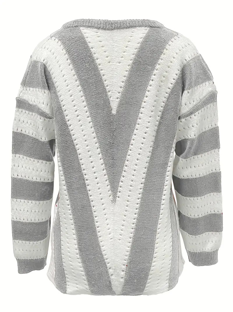 Grace: Gestreifter Pullover mit V-Ausschnitt