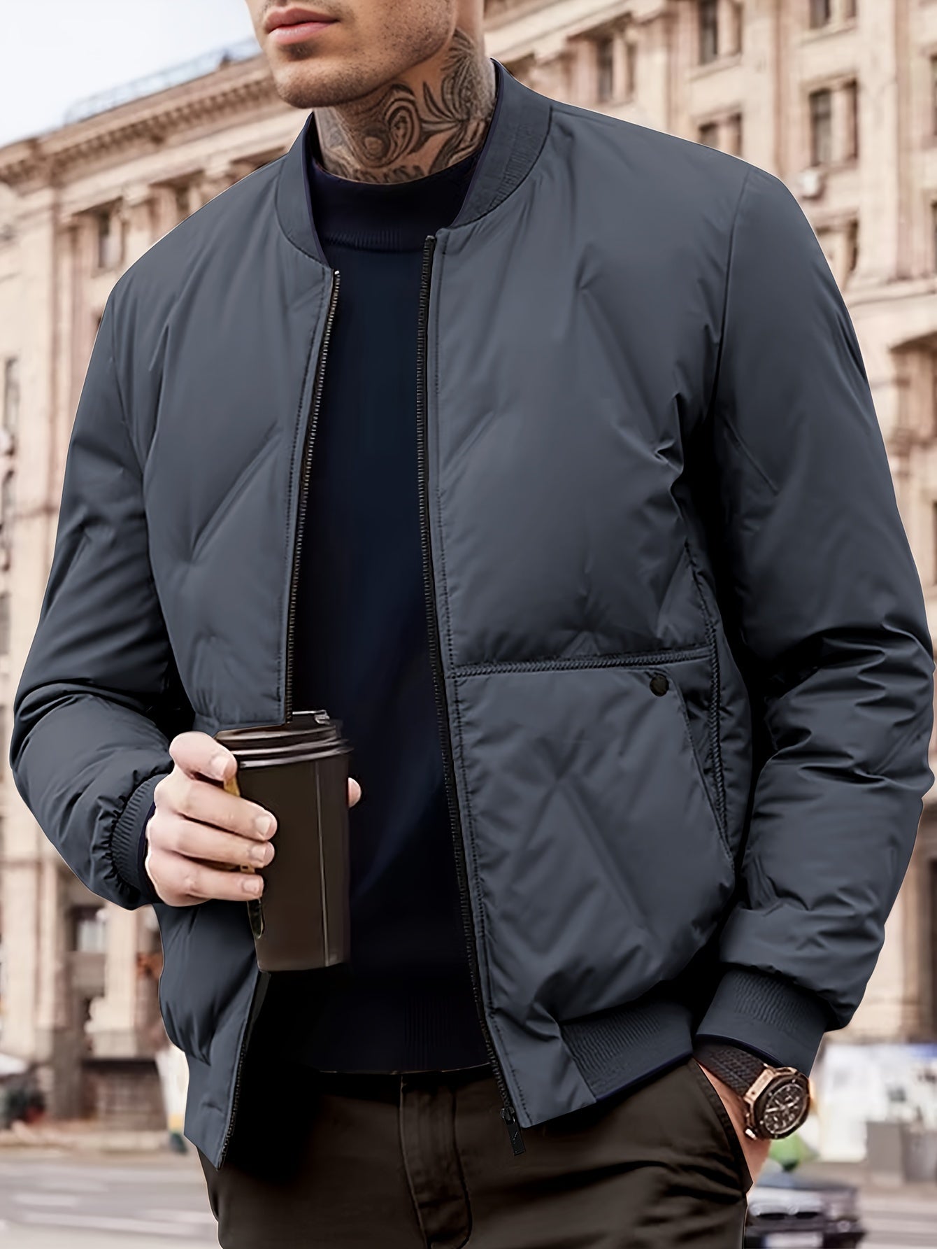 ModeGeist | Moderne Bomberjacke Polyester Stil und Komfort