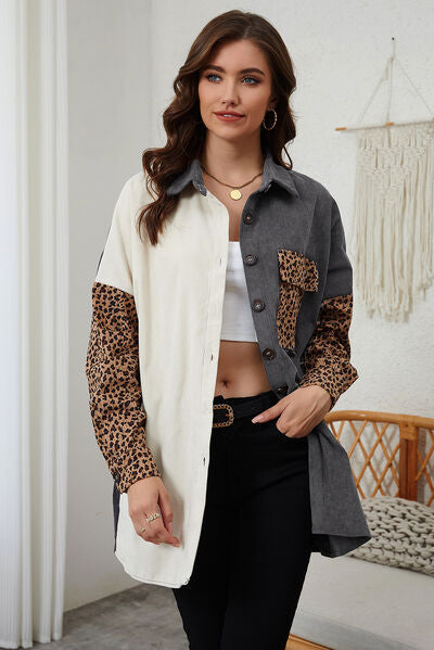ModeGeist | Leopard-Kontrast-Button-Up-Jacke