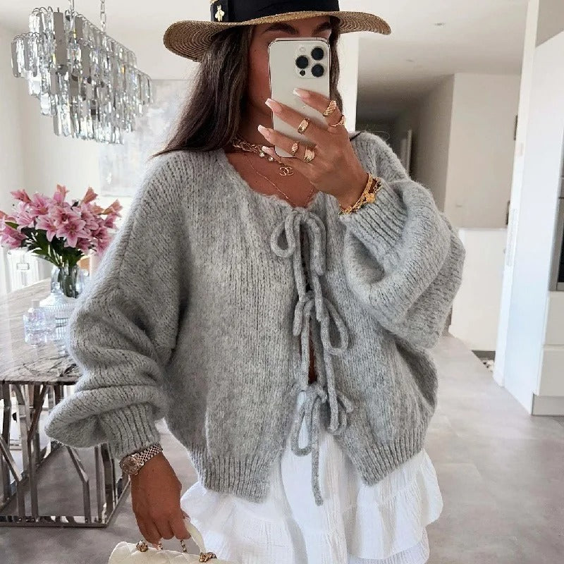 ModeGeist | Strickcardigan mit Schleifen Weich und Warm Trendy Look