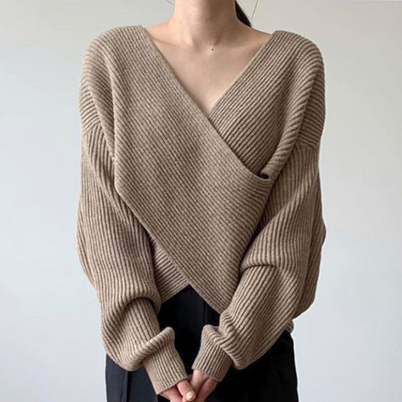 ModeGeist | Rippstrick-cross-over-pullover Weich und Elegant Moderne Passform