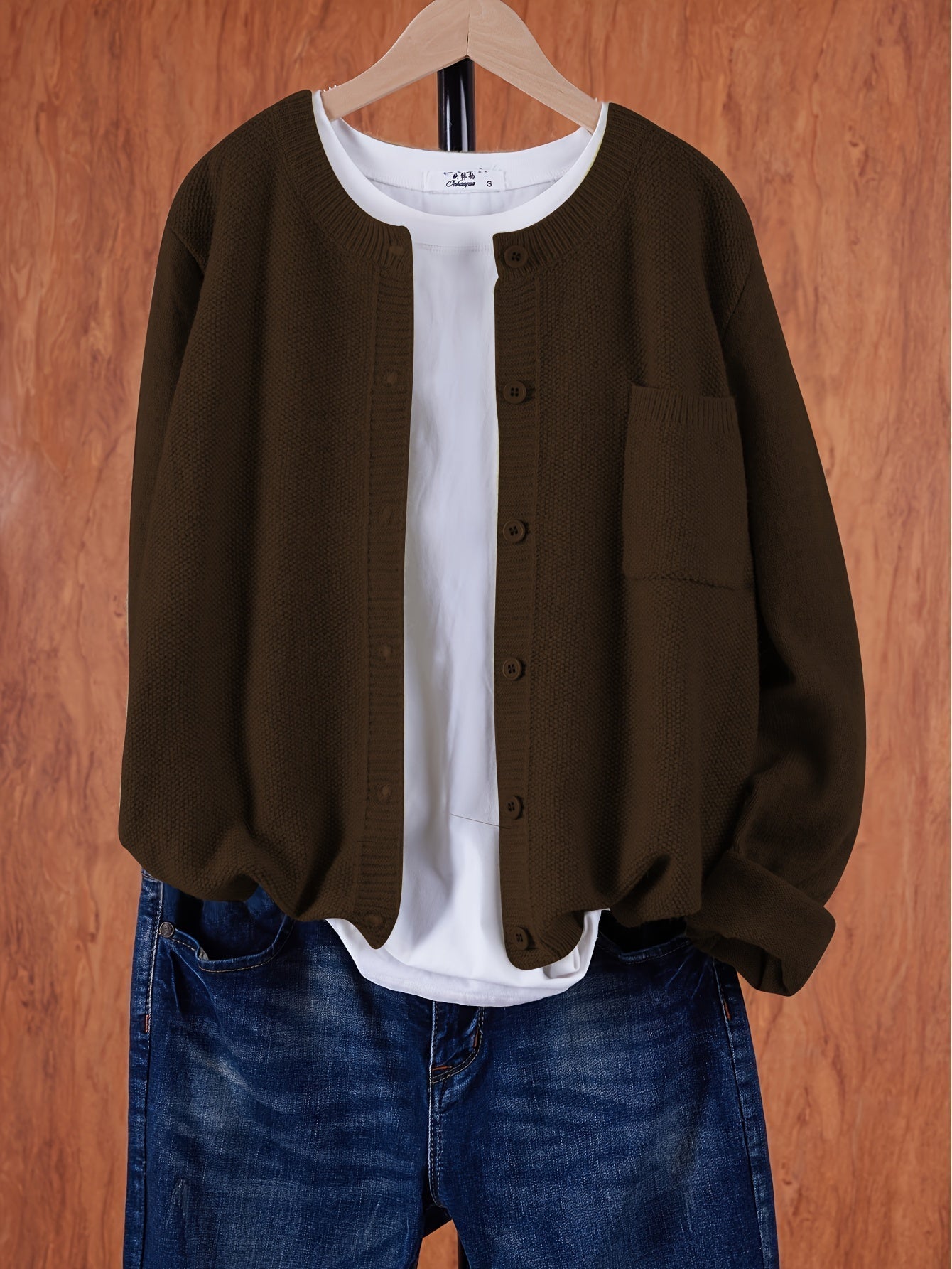 Damen Strickjacke mit aufgesetzter Tasche