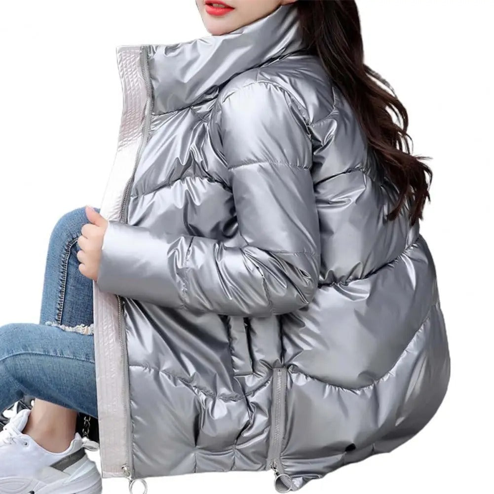ModeGeist | Pufferjacke - Gequiltet und Leicht - Hoher Kragen - Glänzende Oberfläche - Warm und Bequem