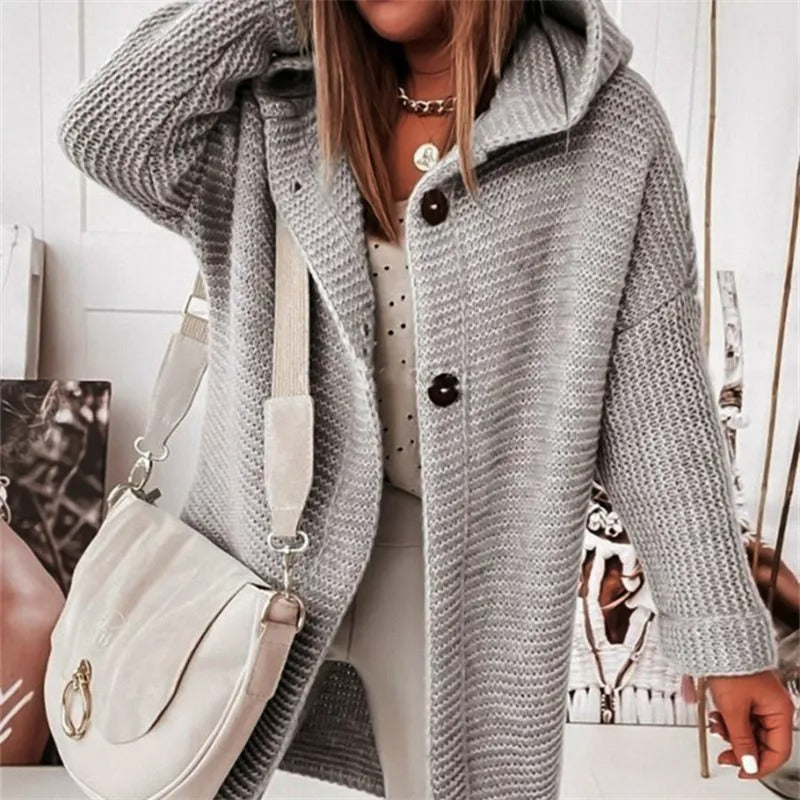 ModeGeist | Eleganter Damen Cardigan Mit Kapuze Kaschmir Look