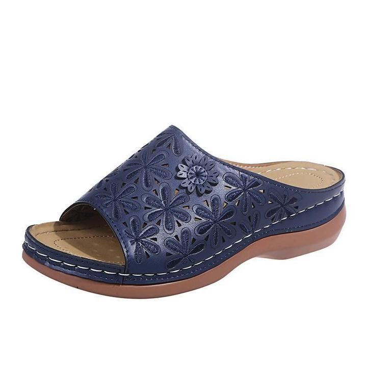 MODEGEIST Damen Sandalen Flach Gepolstert Vintage-Stil Bequem