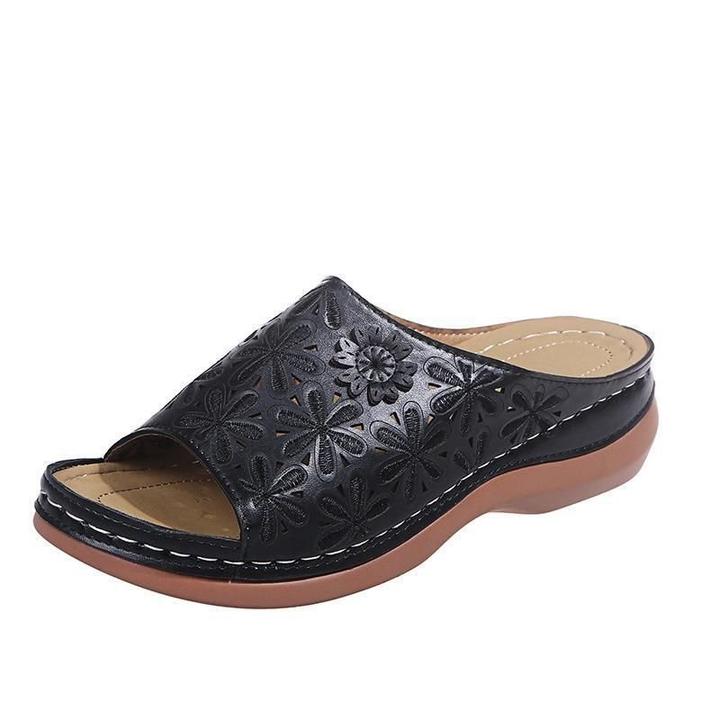 MODEGEIST Damen Sandalen Flach Gepolstert Vintage-Stil Bequem
