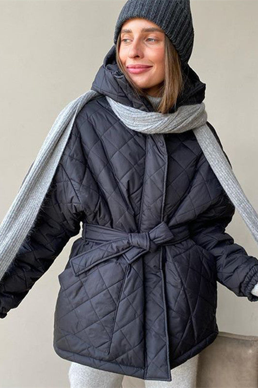 ModeGeist | Krawattengürtel Lockere Argyle Kapuzenparka