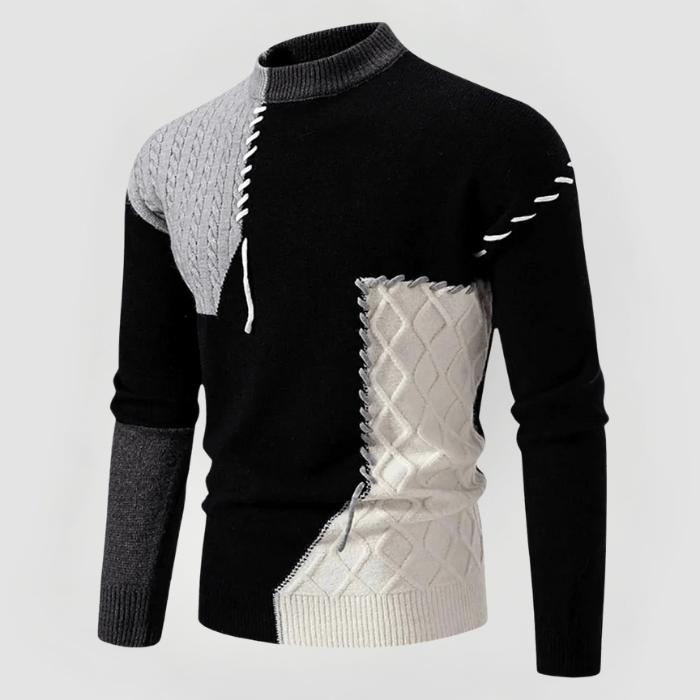 JULIAN Pullover: Patchwork Design, Close-Fitting