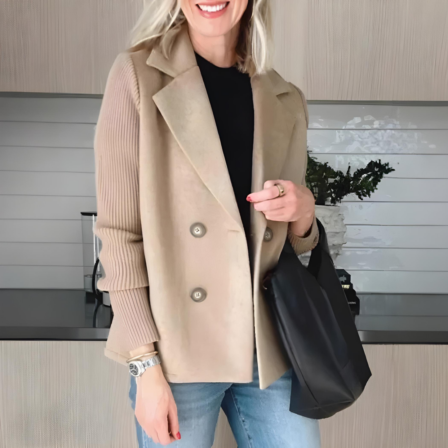 MODEGEIST Damen Mantel tailliert strukturiert klassisch Business elegant