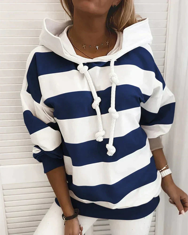 ModeGeist | Hoodie - Damen Herbst Gestreifter Hoodie