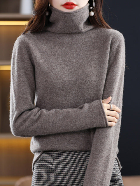 ModeGeist | Damen Freizeit Rollkragenpullover Aus Baumwolle Mit Langen Ärmeln