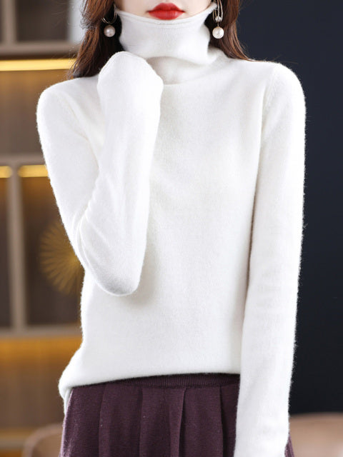 ModeGeist | Damen Freizeit Rollkragenpullover Aus Baumwolle Mit Langen Ärmeln