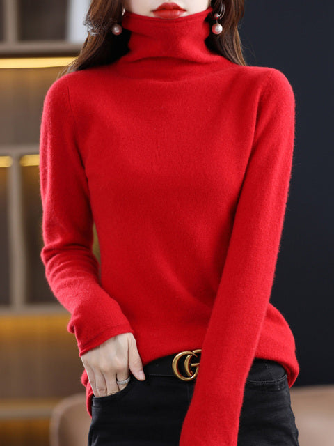 ModeGeist | Damen Freizeit Rollkragenpullover Aus Baumwolle Mit Langen Ärmeln