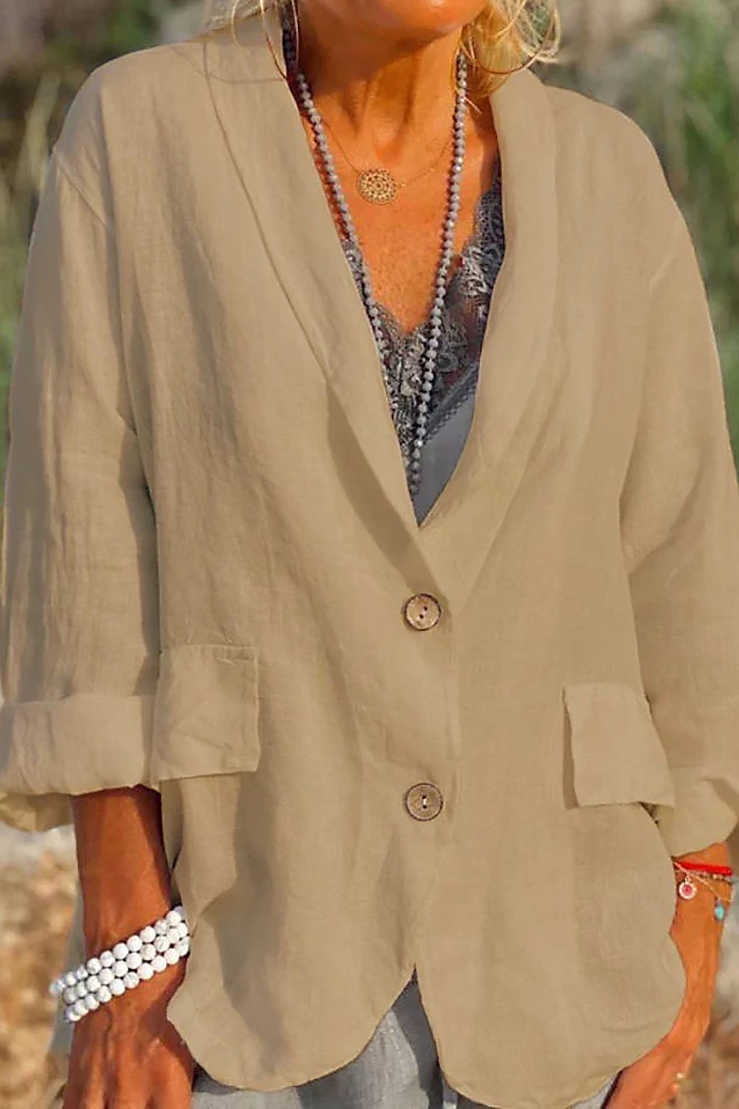 Leichte Leinenjacke von Jessica mit Knöpfen