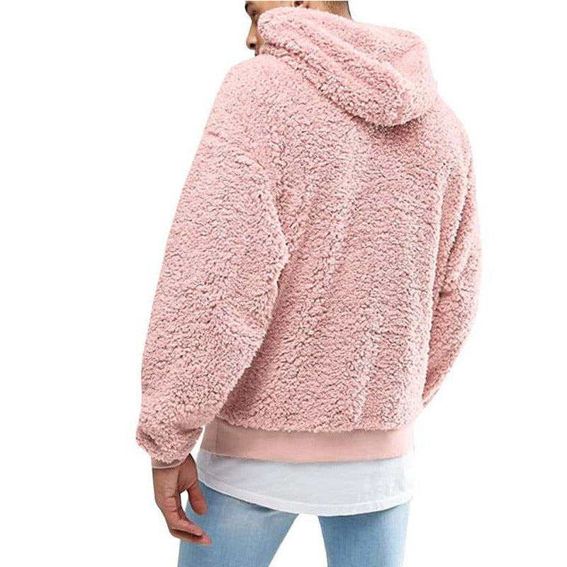 Herren Kuscheliger Teddy-Pullover mit Kapuze und elastischem Bund ModeGeist