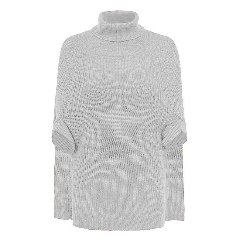 Damen modischer Strickpullover mit hochstehendem Kragen und exklusivem Häkelmuster ModeGeist