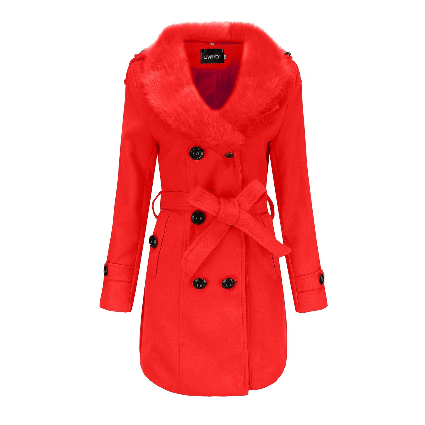 Damen eleganter Trenchcoat mit Kunstpelzkragen und Taillengürtel ModeGeist