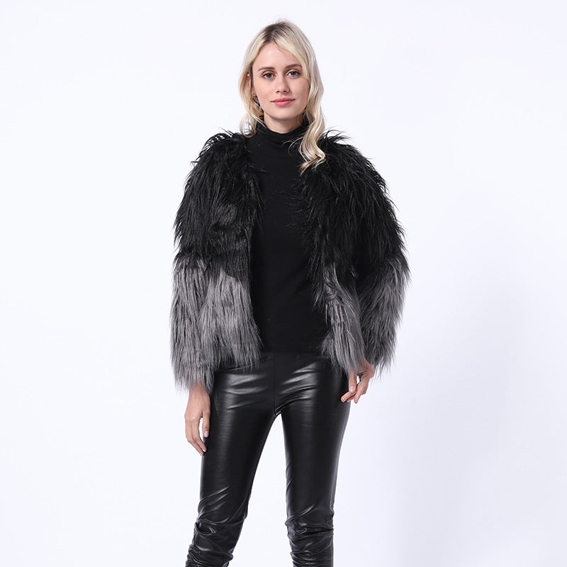 Damen Extravaganter Kunstpelzbollerjacke mit hochgeschlossenem Kragen ModeGeist