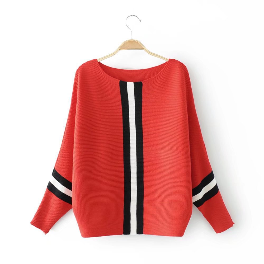 Damen lässiger Strickpullover mit sportlichem Streifenmuster ModeGeist