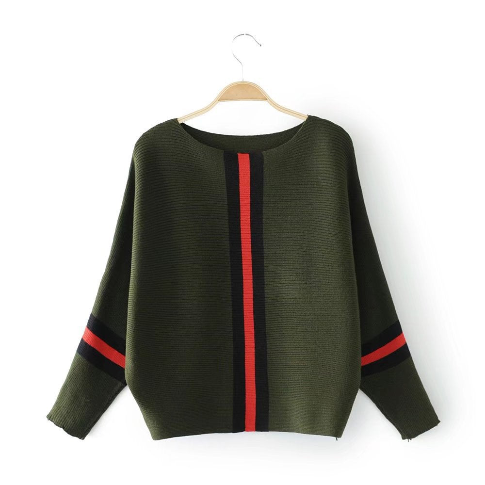Damen lässiger Strickpullover mit sportlichem Streifenmuster ModeGeist