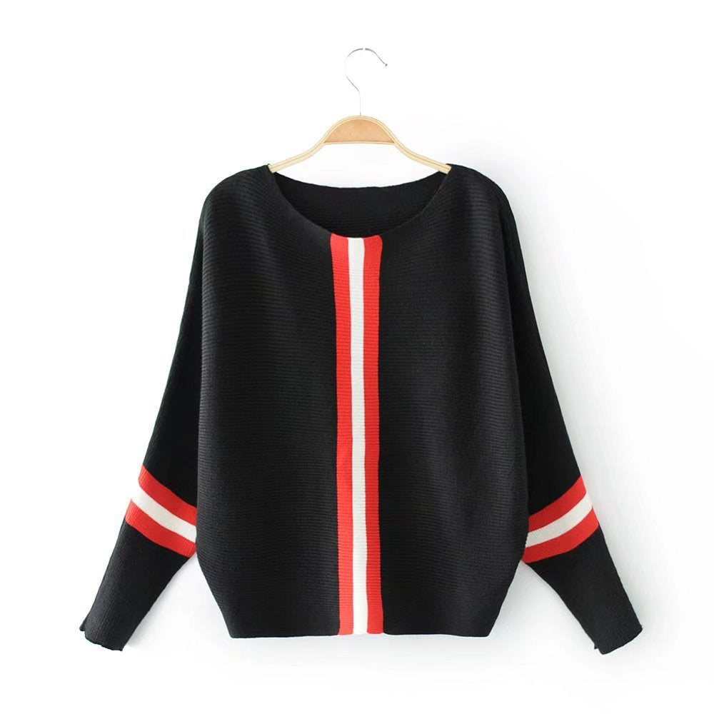 Damen lässiger Strickpullover mit sportlichem Streifenmuster ModeGeist