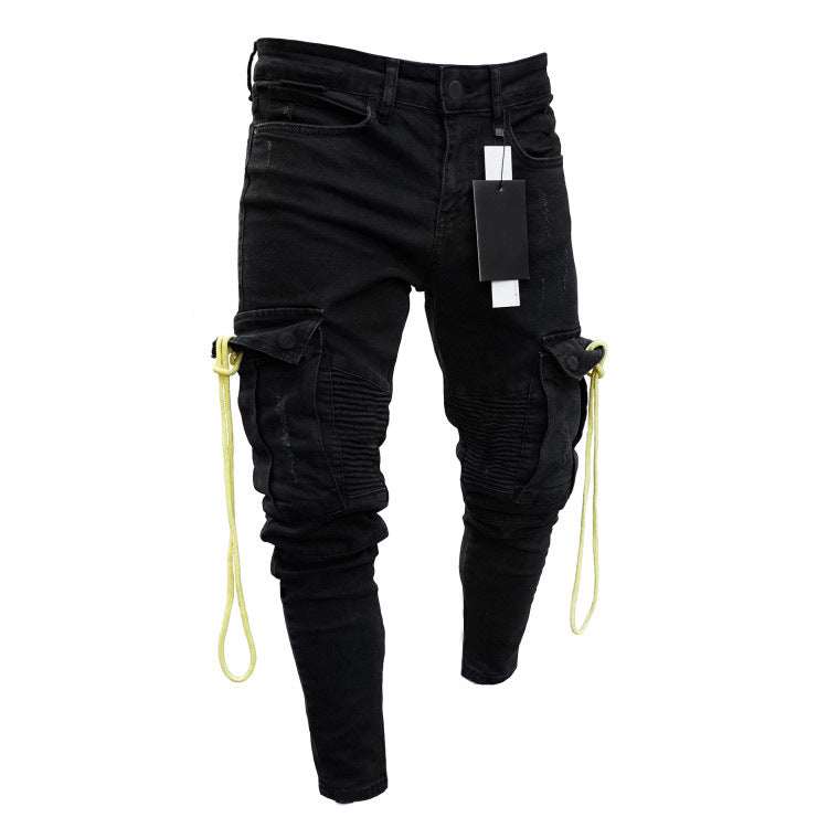 Herren trendige Cargo-Jeans mit praktischem Seitenreißverschluss und stylischen Ziernähten ModeGeist