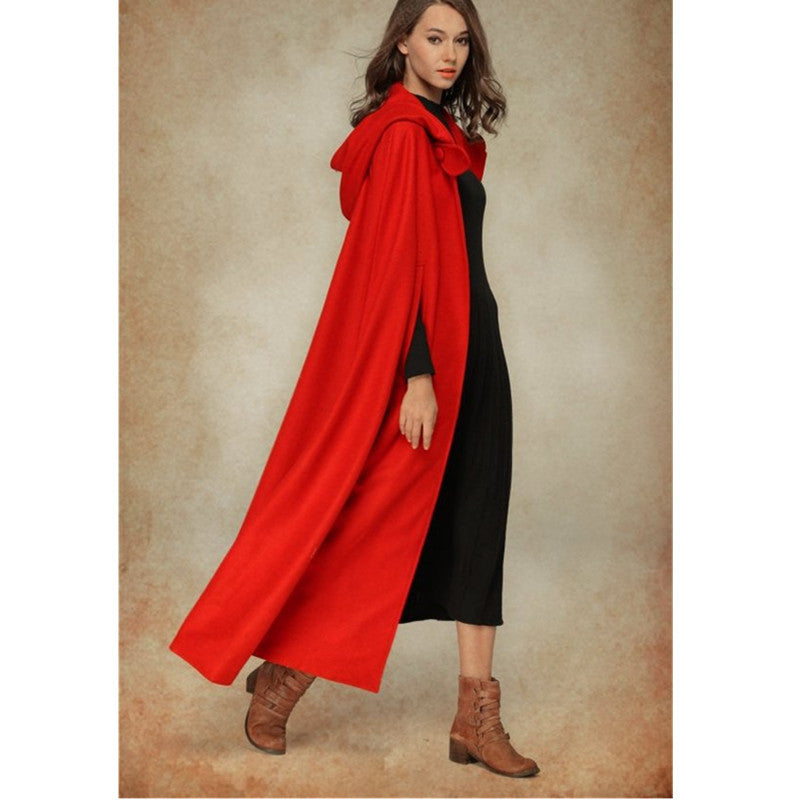 Damen eleganter Umhang mit Kapuze aus hochwertigem Stoff ModeGeist