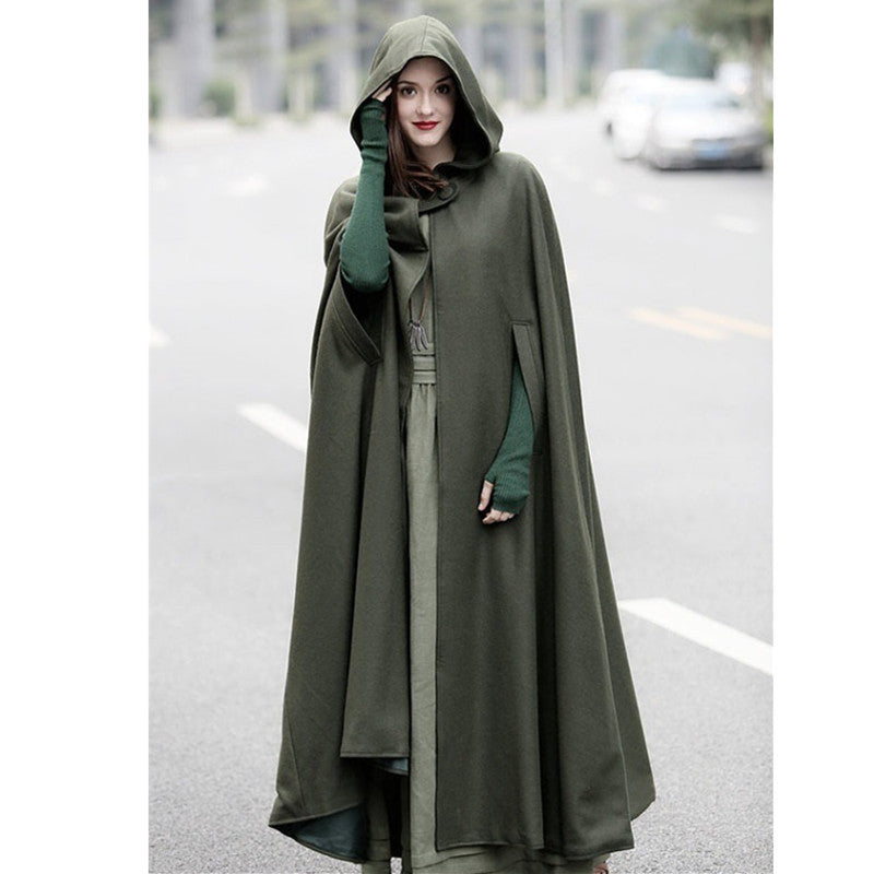 Damen eleganter Umhang mit Kapuze aus hochwertigem Stoff ModeGeist