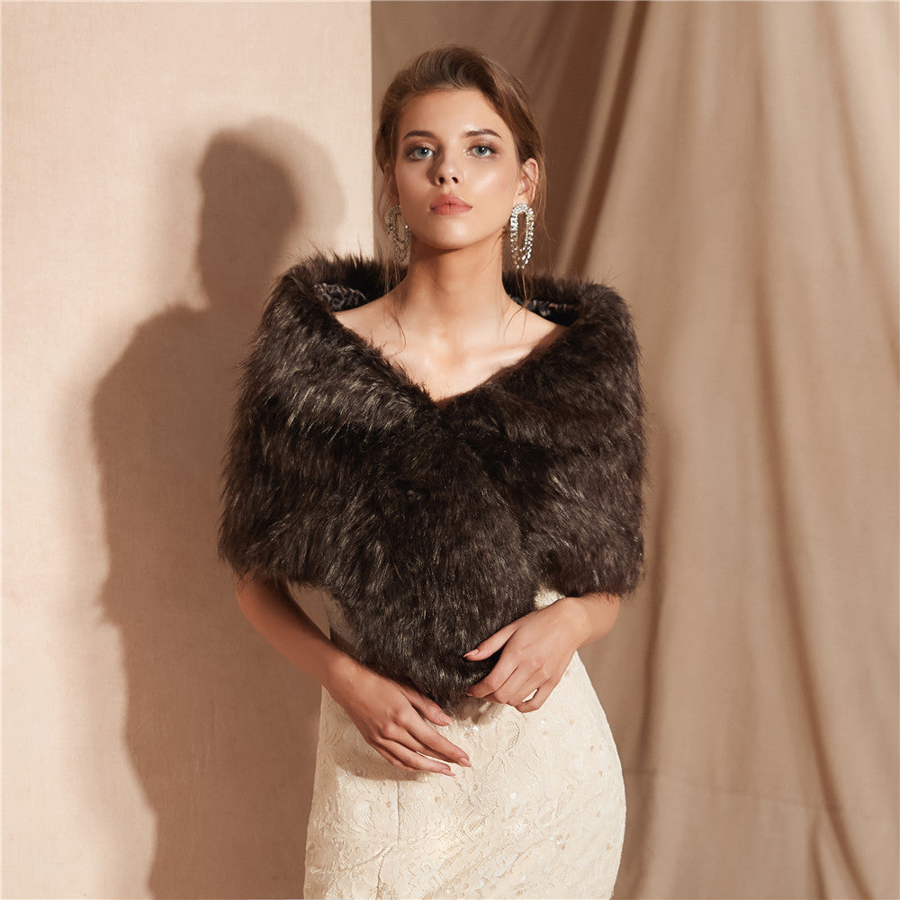 Damen Eleganter Kunstfell Schal ModeGeist