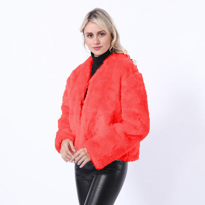 Damen Kurze Kunstpelzjacke mit modernem Schnitt und breit geschnittenen Ärmeln ModeGeist