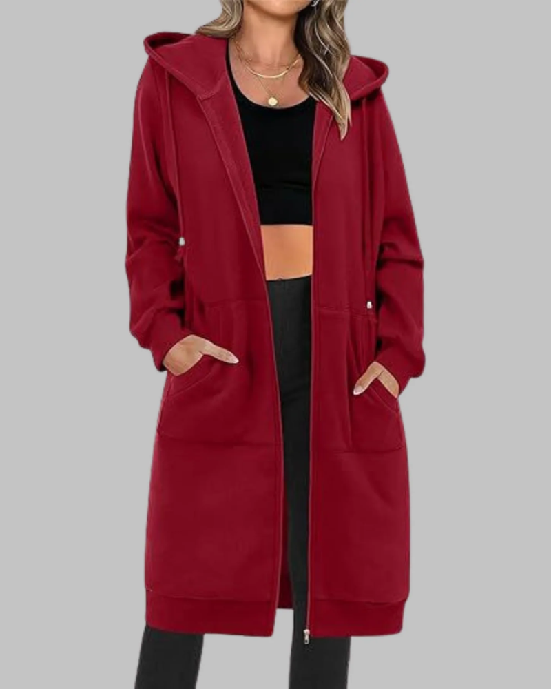 ModeGeist | Lässige Zip-Up Übergroße Lange Jacke