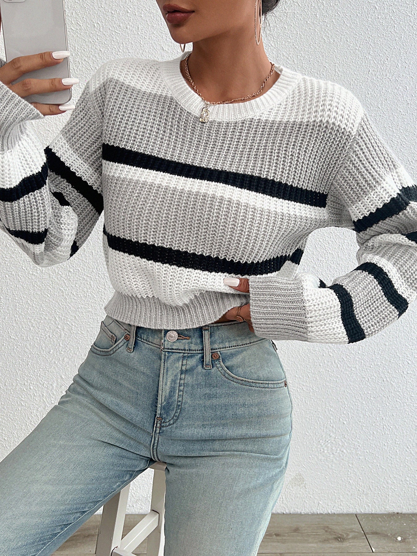 ModeGeist | Strickpullover mit Rundhalsauschnitt