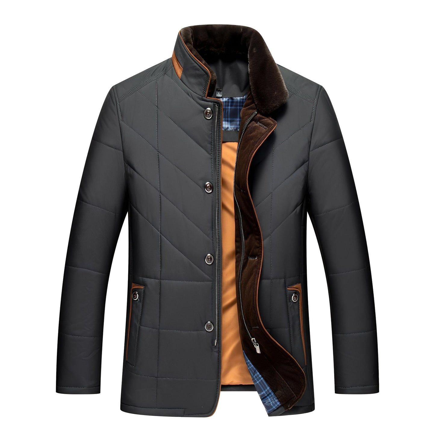ModeGeist | Elegante, gepolsterte Jacke mit Knöpfen für Männer