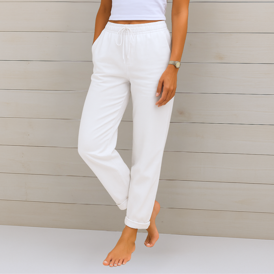 MODEGEIST Damen Hose Atmungsaktiv Elastikbund Relaxed-Fit