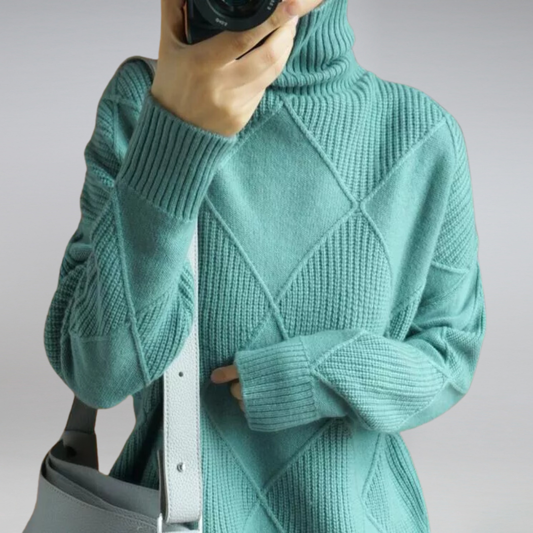 ModeGeist | Warmes Damensweatshirt mit Struktur und Rundhalsausschnitt