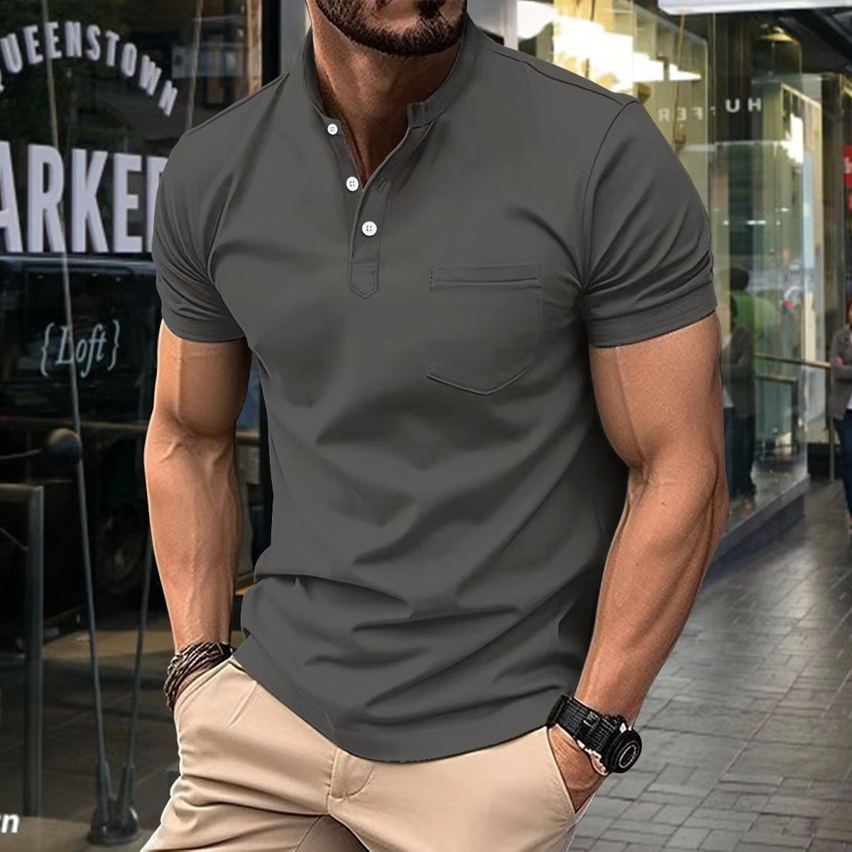 Edles Herren-Polohemd mit Stehkragen