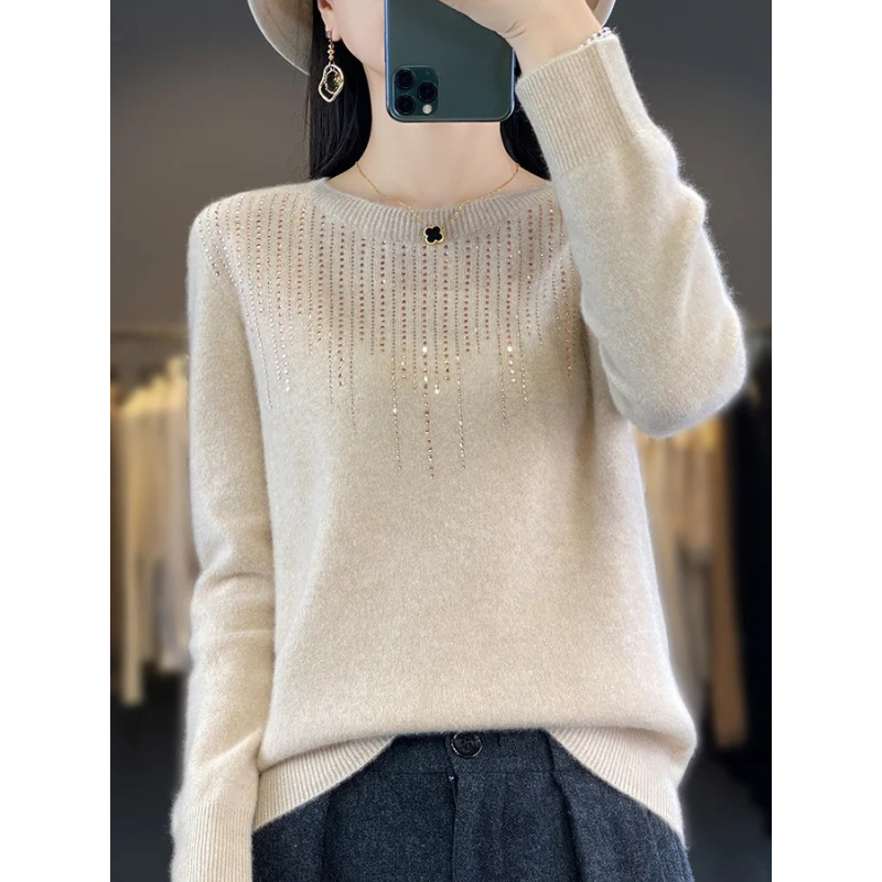 ModeGeist | Sweatshirt - Weicher Strickpullover mit funkelnden Details