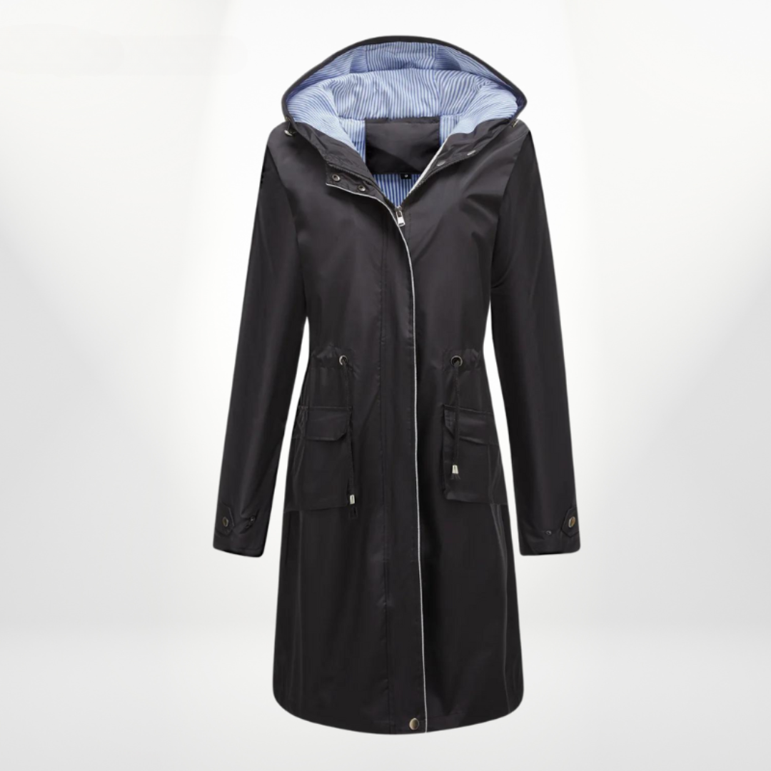 ModeGeist | Damen Trenchcoat mit Kapuze Wasserdicht