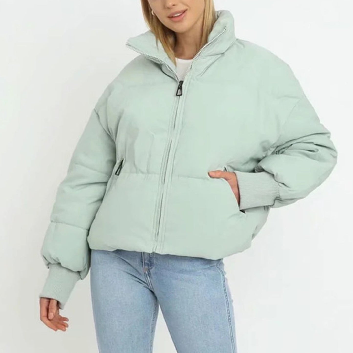ModeGeist | Kurze Pufferjacke mit Reißverschluss - Reißverschluss
