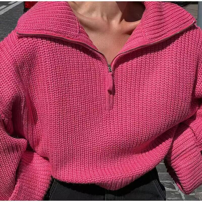 ModeGeist | Rippstrick Pullover mit Reißverschluss Weich und Warm Lässige Eleganz
